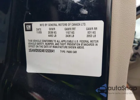 2006 Buick Lacrosse Cxl z USA, uszkodzony, nr VIN 2G4WD582461203841